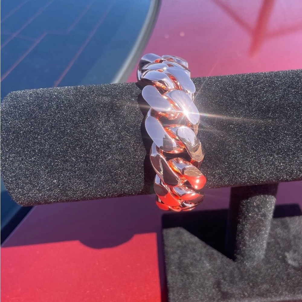 18k & 14k 20mm Miami Cuban Link Pink Red Rose Gold Plated Bracelet - 8inch